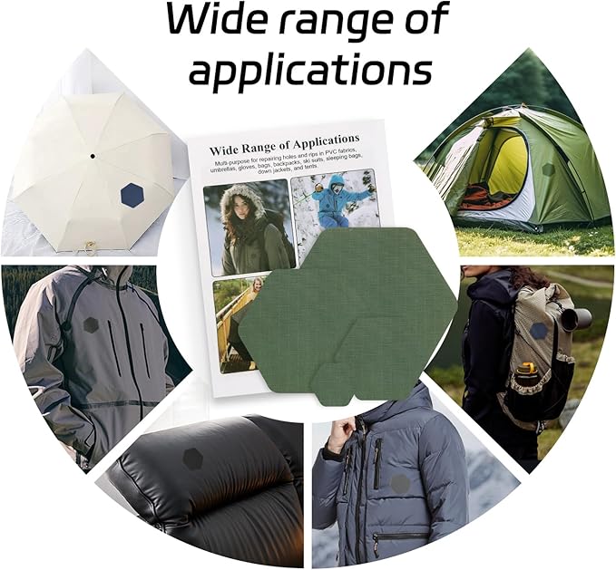 J.CARP 16PCS Nylon Repair Patches, Self Adhesive & Waterproof Patches, Nylon Repair Patches for Down Jacket, Clothing, Holes, Tents, Sleeping Bags, Umbrella, Etc(Green)