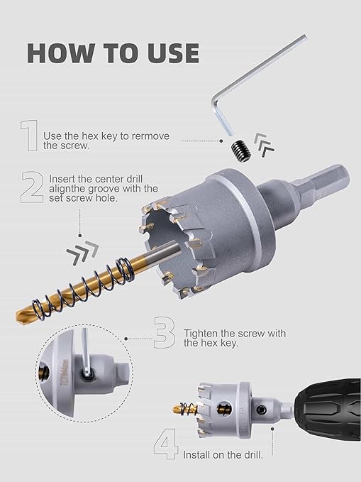 1-1/4" Carbide Hole Saw, Heavy Duty Metal Hole Cutter with Pilot Drill Bit for Cutting Stainless Steel, Metal Sheet and Aluminum Alloy (32mm | 1-1/4")