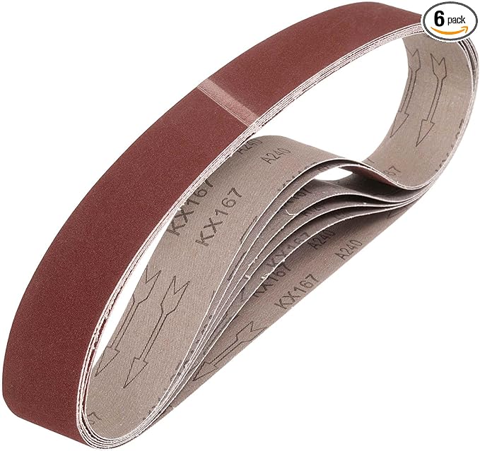 HARFINGTON 2 x 36 Inch Sanding Belts, 6 Pcs 240 Grits Aluminum Oxide Abrasive Belt Sander File Belt for Woodworking, Metal Polishing, Knife Sharpener