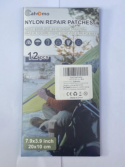 7.9x3.9 inch 12 PCS Nylon Repair Patch Nylon Repair Tape Self Adhesive Fabric Tapes Outdoor Camping Gear Fabric kit for Tent, Umbrella, Down Jackets, Sleeping Bag, Knapsack（Yellow）