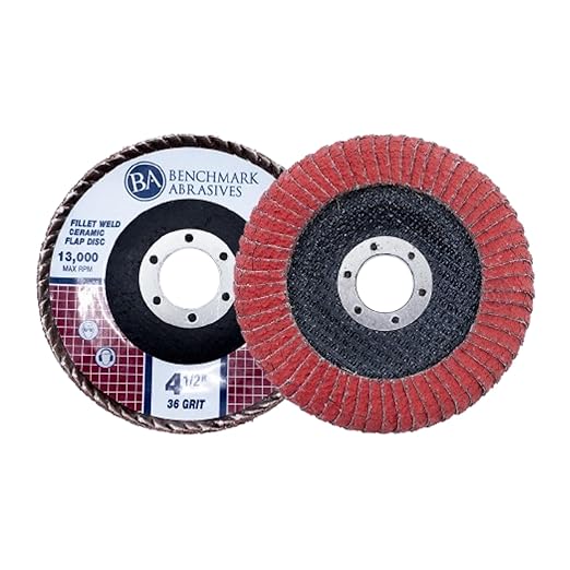 Benchmark Abrasives 4.5" x 7/8" Premium High Density Jumbo Ceramic T27 Curved Flap Discs 4 1/2 for Angle Grinder, Sanding Discs, Finishing - Grinding Wheels 4 1/2 Inch (10 Pack) - 60 Grit