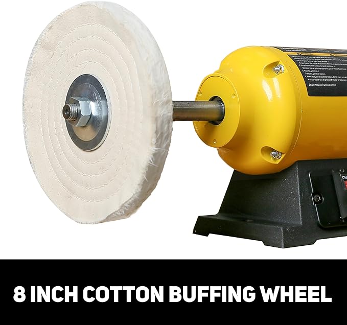 3/4HP Bench Buffer Polisher 4.8A, 8 inch Jewelry Buffer Polisher Machine, 3600 RPM Powerful Bench Polisher with Dual cotton Wheels for Jewelry, Metal, Wood, Jade, Knife, Plastic