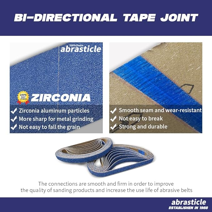 1/2" x 18" Zirconia Sanding Belts for Metal - 1/2 x 18 Inch Zirconia Metal Grinding Sand Paper, 36 PCS 240 Grits, Perfect for Knife Blade Sharpening, Metal Polishing, Derusting, Woodworking