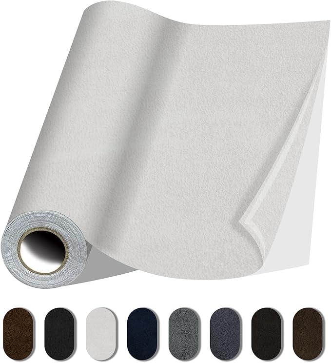 Fabric Repair Patches, Self-Adhesive Suede Patches Tape Durable, DIY Large Fabric Repair for Sofa, Couches, Furniture, Chair, Clothing （3.5X79 Inch, Beige）