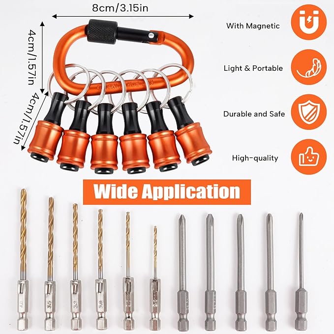 Bit Holder 1/4 inch Hex Shank Screwdriver Bits Holder Extension Bar Keychain Screw Adapter Drill Change Hand-held Screwdrivers Drill Bits Holder Portable