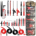 28PCS Multimeter Test Leads Kit with 6 Pockets Roll Up Tool Bag, Replaceable Wire Piercing Probes, Alligator Clips, Test Hook Clips, Test Tweezer for Digital Electrical Multimeter Testing