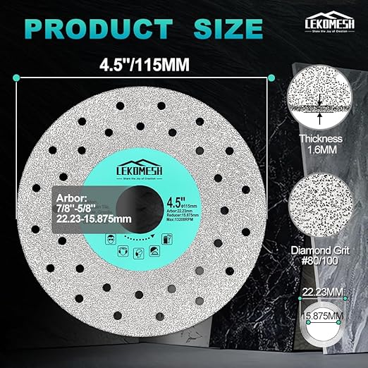 Rock Slab Grinding Disc - 4.5 inch Glass Cutter Disc (5pcs), Granite Cutting Blade, Diamond Grinder Wheel for Rock Slab, Stone, Tile, Marble, Granite, Glass Diamond Saw Blades