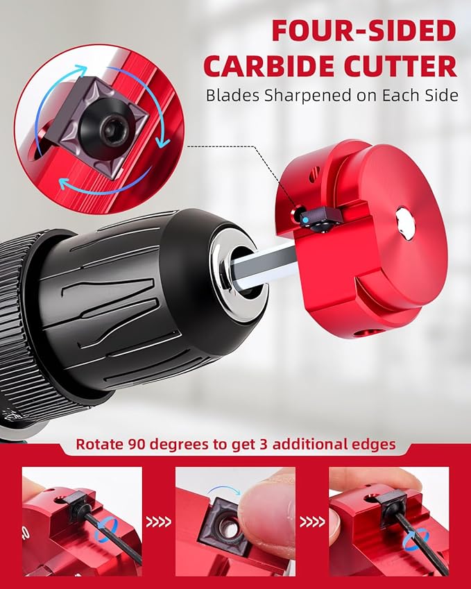 ERAYCO 3/4" PVC Pipe Reamer, Plastic Pipe Fitting Reamer Tool, Fit into Standard 1/2" Drills, PVC Fitting Saver for SCH40 PVC CPVC ABS Pipe