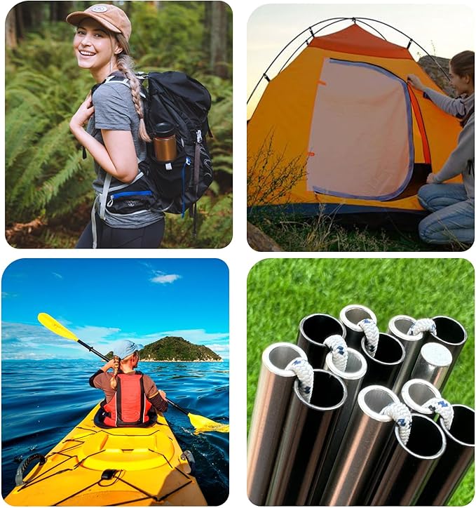 Tent Pole Shock Cord 1/8 inch 60ft, Replacement Shock Cord for Tent Rod, Tent Pole Repair Kit, Elastic Bungee Cord,Elastic Cord with Lead Wire/Washers/Clip (Black)