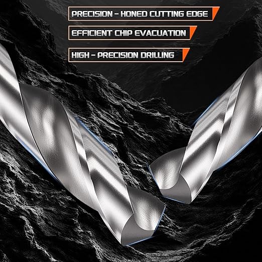 Drill Bit, 5/16" Cutting Diameter, 4241 HSS 118° Cutting Angle Uncoated Bright Versatile Jobber Bits - (Applications: for Drilling Plastic Wood Soft Metal), 6-Pieces