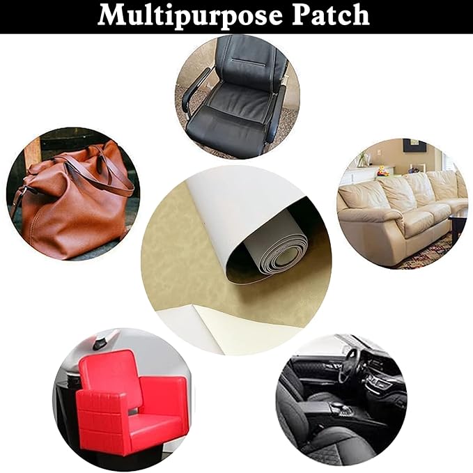Leather Repair Patch Leather Repair Tape Self-Adhesive Cuttable Vinyl Leather Repair Kit for Couches Sofa Car Seat Furniture Cabinets Chair (Brown, 17.3 X 78.7 inch)