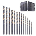 13Pcs Cobalt Drill Bit Set 1/16"-1/4", 135 Degree Tip HSS with Black and Gold Finish with Storage Case, Twist Jobber Drill Bit Kit for Cast Iron, Hard Metal, Stainless Steel, Plastic and Wood