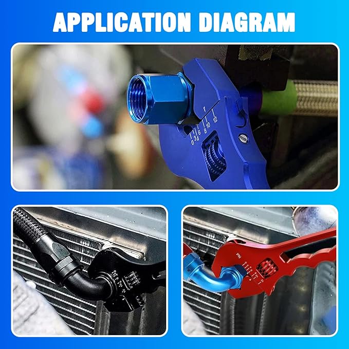 AN Hose Fitting Adjustable Wrench 3AN-12AN Lightweight Aluminum (Blue-Non-Marring)