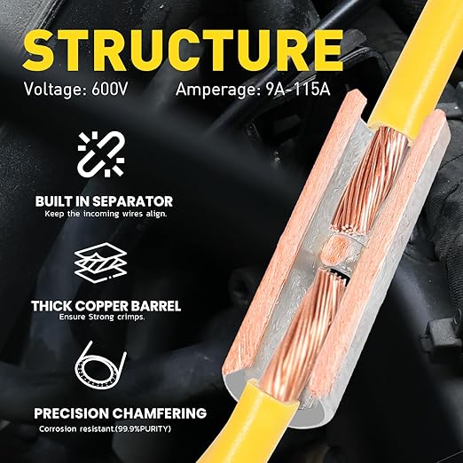 haisstronica Non Insulated Wire Connectors Kit 760 PCS - AWG 26-10 Tinned Copper Electrical Crimp Terminals with 3:1 Heat Shrink Tubing for Automotive, Marine, Industrial Wiring
