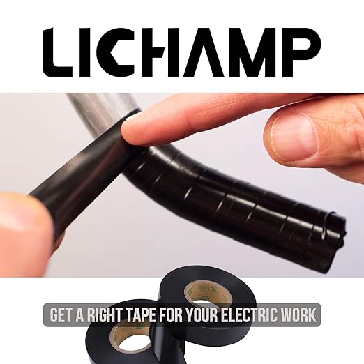 Lichamp 20-Pack Black Electrical Tape Waterproof, 3/4 in x 66ft, Industrial Grade UL/CSA Listed High Temp Electrical Tape Electric Super Vinyl