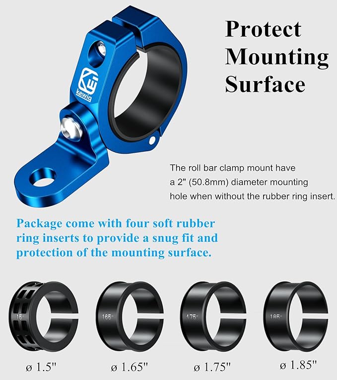 BRCOVAN 2PCS Whip Flag Mounts, Solid Aluminum Alloy UTV Whip Light Mount, Off-Road LED Light Bar Mounting Bracket, 360° Rotating Roll Bar Clamp Holder Fit on 1.5''/1.65'' /1.75''/1.85''/2'' Roll Cages
