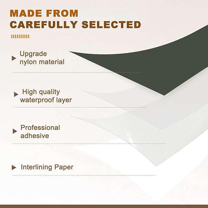 Azobur Down Jacket Repair Patches-Waterproof, Self-Adhesive,Nylon Fabric Patches for Puffy Jackets, Rain and Snow Gear, Tents, Sleeping Bag and More(Grayish Green，2pcs)