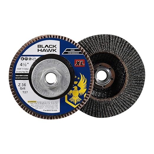 BHA High Density Zirconia Flap Discs Jumbo Grinding Wheels XL Type 27, 4.5" x 5/8"-11, 5 Pack (36 Grit)