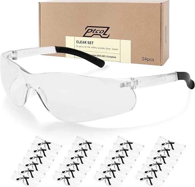Safety Glasses Bulk Pack ANSI Z87.1 Scratch Resistant Polycarbonate Clear Glasses for Women Man Lab Goggles UV Eye Protection