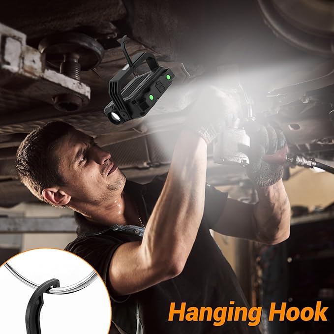 AdamStar Work Light, Magnetic LED Rechargeable Light with 7 Modes & 270°Rotatable, 1500LM Waterproof COB Portable Light with Hook for Emergency Car Repair, Grill, Outdoor Work, Camping (2 Pack)