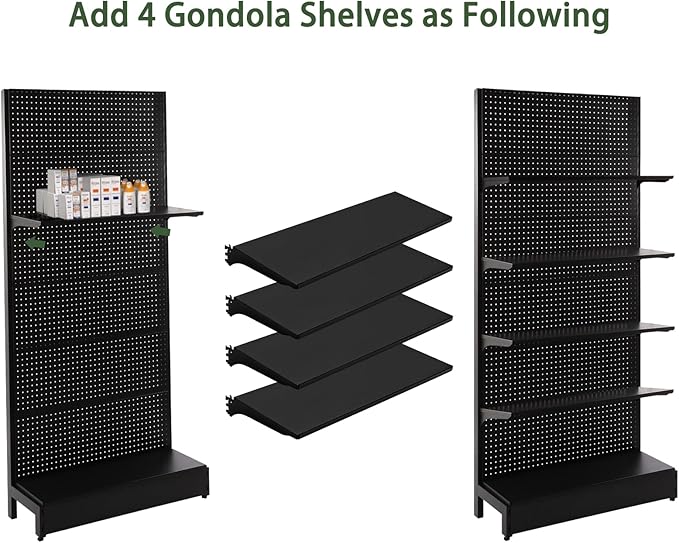 Eastern Tree Pegboard Display Stand, 3x6.5 Feet Gondola Retail Shelving Wall Display for Convenient Grocery Office Supply or Retail Stores, Standing Peg board Display Rack with 20 Hooks