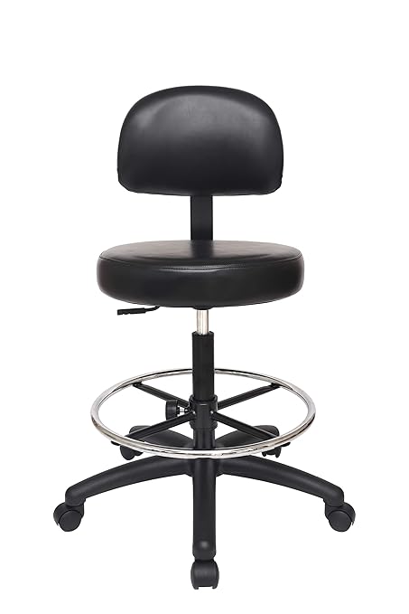 Chair Master Adjustable Chair/Stool for Exam Rooms, Labs, Doctor and Dentist Offices. Easy to Clean! 24"-34" Seat Height. 18" Foot Ring (Tall Bench Height, Black)
