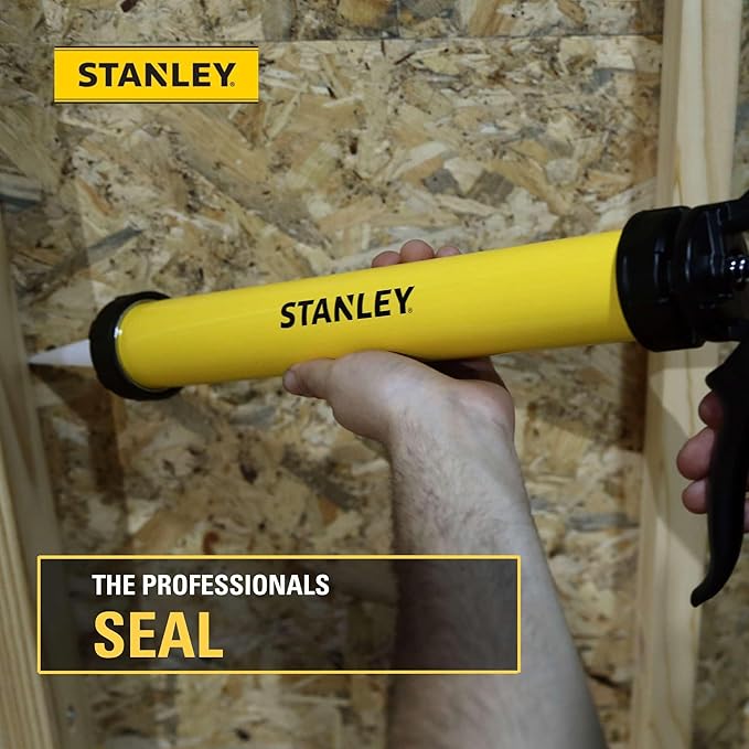 Stanley Professional Sausage Caulking Gun - No Drip Design with Steel Trigger, Aluminum Swivel Handle, 18:1 Thrust Ratio and 4000N Pushing Power for 10-13 oz Cartridges and 13-20 oz Sausages, 1 Pack