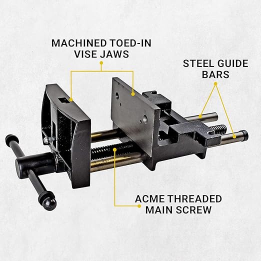 Yost Vises 7WW-DI 7" Heavy-Duty Ductile Iron Woodworker's Vise, Black