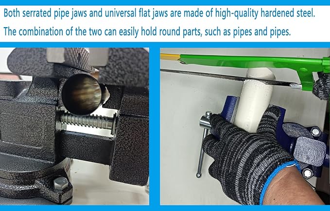 MYTEC 2-In-1 Work Bench Vise, Upgraded Multi-Purpose Table Vice, Universal Rotate 270°Work Clamp-On Vise, 4.5" blue