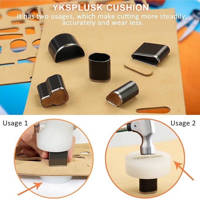 25 Pieces Leather Hole Punch Tool, Multiple Shapes Hole Punch Set for Belts, Leather Cutting Dies Kit for Handmade DIY Crafts, Hollow Punch Cutter Tool with Storage Case & Mat