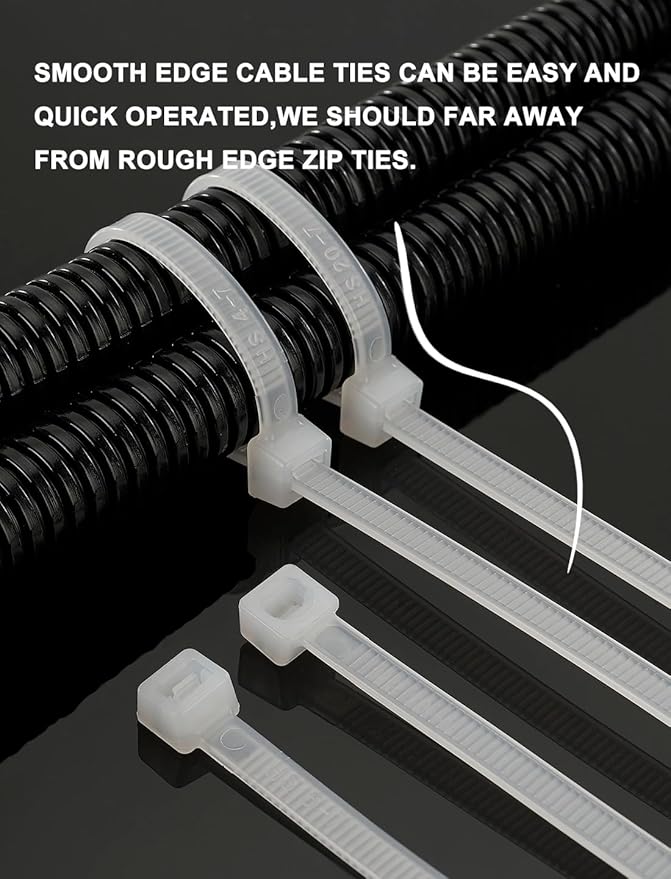 HS Clear Zip Ties 6 Inch Small (Bulk 1000 Pack) 18 LBS Self Locking Zip Ties White Nylon Ties Thin,Strong and Durable