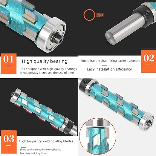 1/2 Shank 1-3/4" Spiral Top Bearing CNC Router Bit Flush Trimming Bit Engraving Router planing Head Wood Cutter Woodworking Tools Carving Cutting Tool