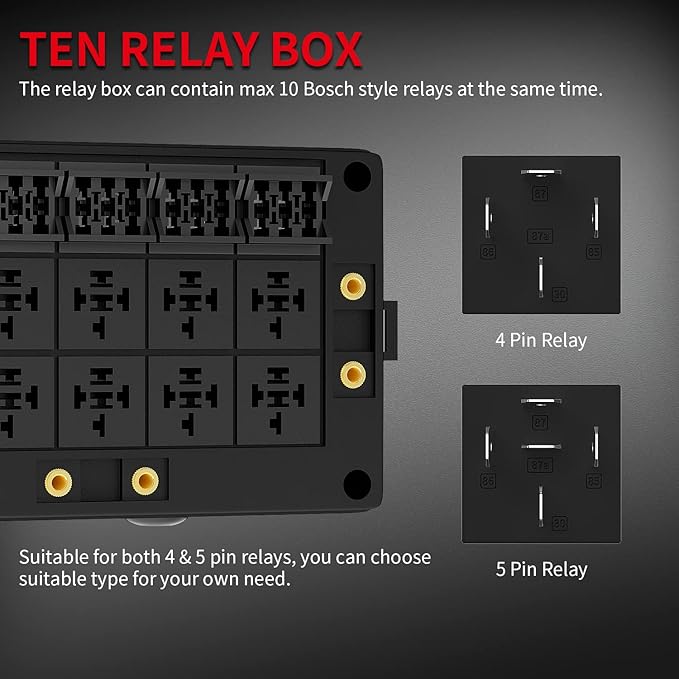 DAIERTEK Fuse Relay Box 12V Automotive 10 Slots Relay Holder 15 Slots ATC/ATO Fuse Holder Universal Fuse and Relay Box Block for Automotive Truck Marine Boat