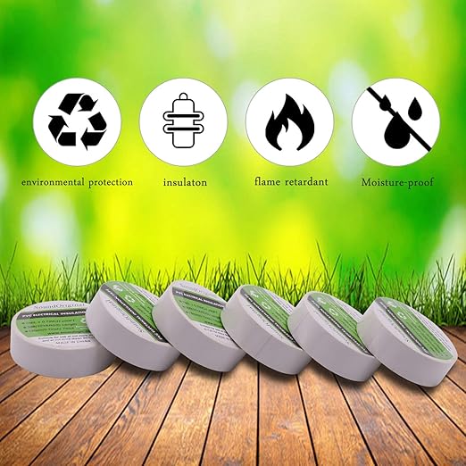 Electrical Tape White 6 Pack 3/4-Inch by 30 Feet, Voltage Level 600V Dustproof, Adhesive for General Home Vehicle Auto Car Power Circuit Wiring White