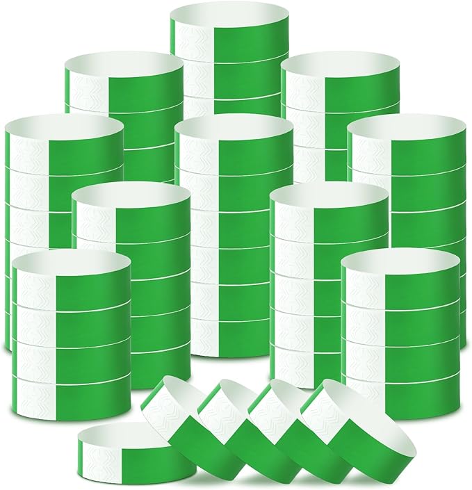 2000 Pcs Paper Wristbands for Events Waterproof Neon Green Wrist Bands Adhesive Concert Identification Wristbands Hand Bands for Events(Green)