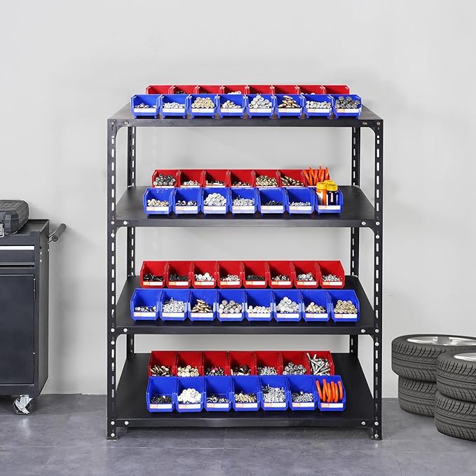 VEVOR Plastic Stackable Storage Bins 24 Pack (5 x 4 x 3-Inch), Hanging Stackable Storage Organizer Bins, Heavy Duty Stacking Containers for Closet, Garage, Office, or Small Parts Organization