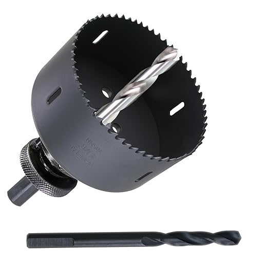 4-1/8 Inch HSS Bi Metal Hole Saw Cutter with Arbor Heavy Duty Hole Saw Bit Cutting Depth 1.5” for Drywall Thick Wood PVC Metal Aluminum