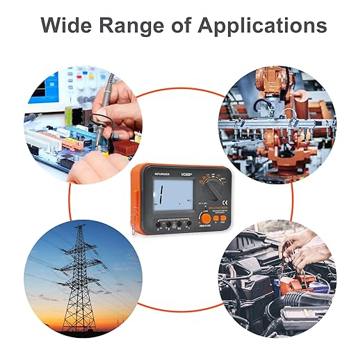 Digital Insulation Resistance Tester, Megohmmeter Ohm Meter YF-VC60B+, Voltage Tester 250/500/1000V, Megohm Meter with Backlight LCD Display, Data Hold