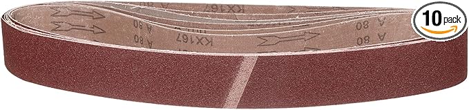 2 x 48 Inch Sanding Belt, 10 Pcs 80 Grit Knife Sharpener Belts Work Sharpening for Belt Sander Knife Carving Tool Metal Working
