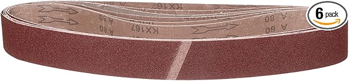 2 x 42 Inch Sanding Belt, 6 Pcs 80 Grit Knife Sharpener Belts Work Sharpening for Belt Sander Knife Carving Tool Metal Working