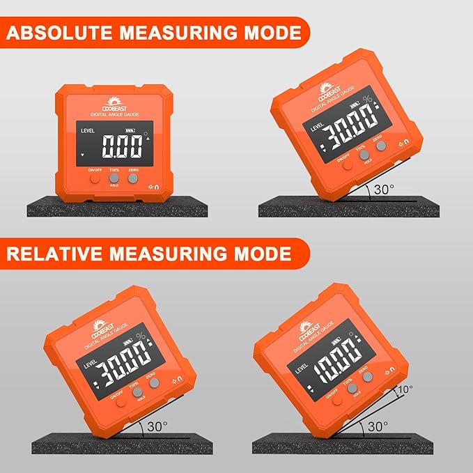 Digital Angle Finder, Digital Level Angle Gauge with Backlight & Magnetic Base Compact Digital Protractor Angle Measuring Tool Inclinometer for Woodworking Construction Table Saw Gift for Men