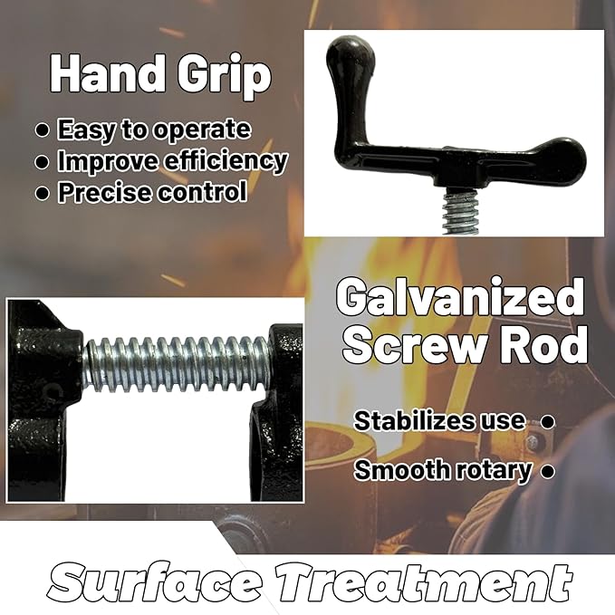 HENBOW 3/4" Pipe Clamp,Wood Gluing Pipe Clamp Set,Heavy Duty Cast Professional Pipe Clamps Tools,Cast Iron Wood Clamps Quick Release for Woodworking Improvement and Diy Projects(2Pack-Black)