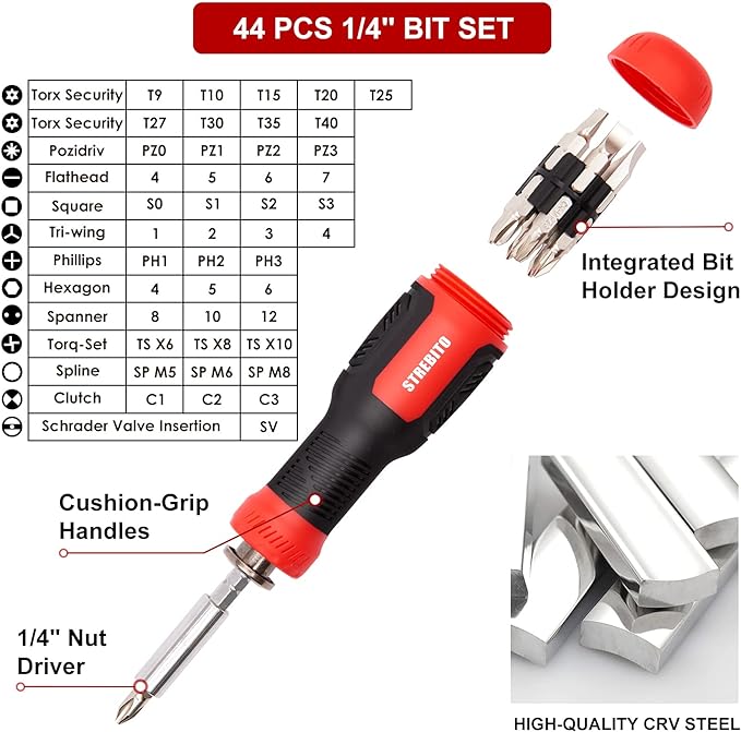 STREBITO Precision Screwdriver Set 191-Piece Multi-Bit Screwdriver 1/4 Inch Nut Driver Home Improvement Tool Electronic Repair Kit for Computer, iPhone, Laptop, PC, Cell Phone, PS4, Xbox, Nintendo