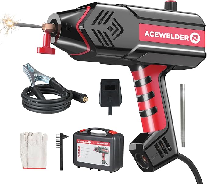 Handheld Welder 110V, Welding Machine 120A Portable Stick Welder, Hand Held Welder Machine IGBT Inverter Digital Display with Welding Tool Set and Toolbox