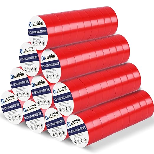 100 Rolls Red Electrical Tape Bulk 3/4 Inch x 66ft, Waterproof Vinyl Electric Tape High Temp Insulation Tape for Electrical Protection Home Outdoor Electric Insulating Wire Wrapping