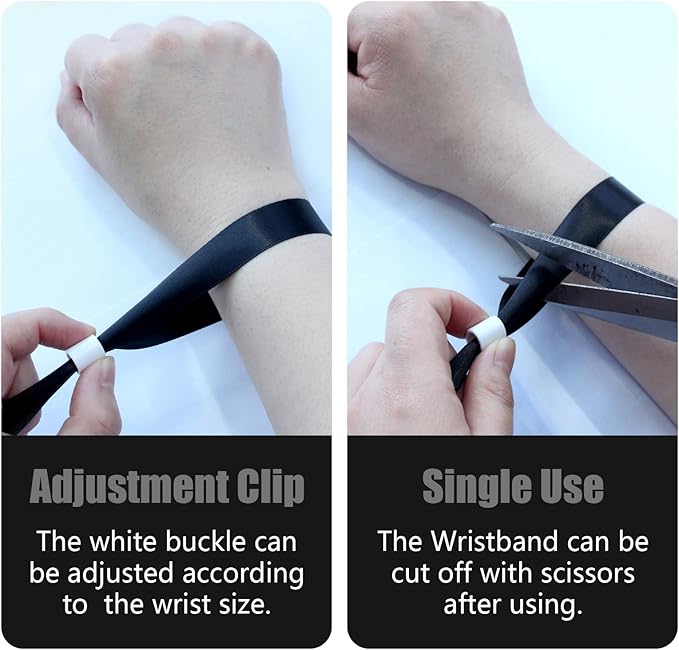 100 Pcs Cloth Event Wristbands, Event Wristbands, Colored Wrist Bands for Events, for Lightweight Concert Wrist Strap for Activities, Party Bracelets for Events (Color : Black)