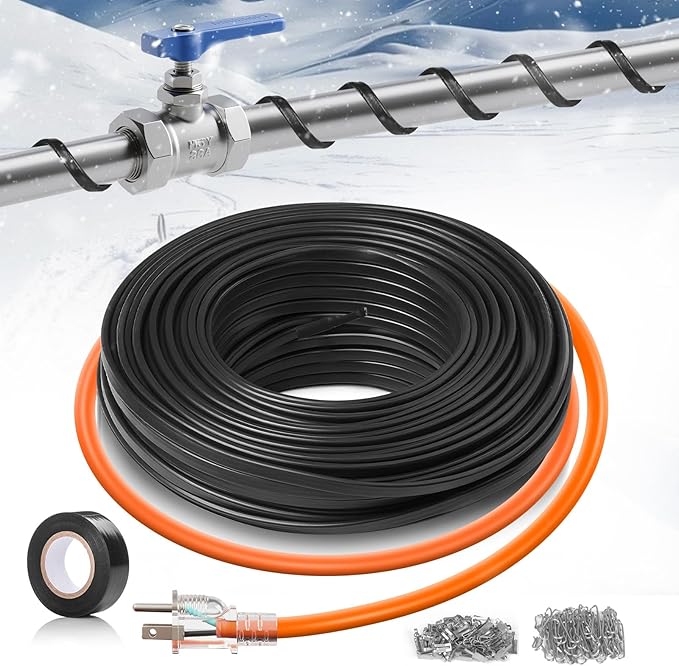Pipe Heating Cable 15FT (3FT-200FT) for Metal & Plastic Water Pipes - Freeze Protection up to -40°F, 5W/FT 120V Heat Tape to Keep Water Flowing