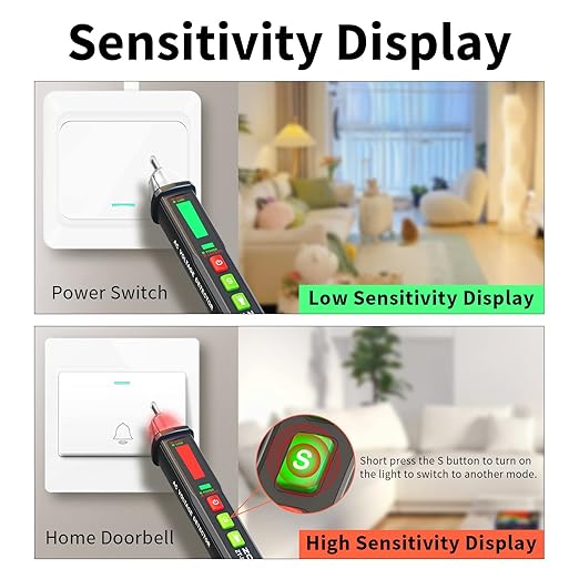 Non Contact Voltage Detector Electrical Tester Pen Voltage Tester 12V-1000V Dual Sensitivity LED Alert Reliable Wire Power Tester Buzzer Alarm Wire Breakpoint Finder