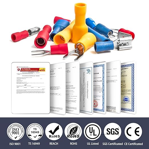 Chanzon Insulated Crimp Connector Wire Terminal Kit Contains (Butt Splice, Male & Female Spade, Fork, Ring Terminals) Solderless Assorted Electrical Crimping Tools(720pcs