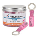 AutCreation 160PCS Heat Shrink Ring Terminals 1/4" Red 22-16 AWG Marine Grade Electrical Wire Connectors, Tinned Red Copper Resistant Ring Connectors, Insulated Waterproof Crimp Terminals